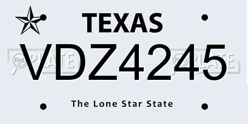 VDZ4245 Texas License Plate