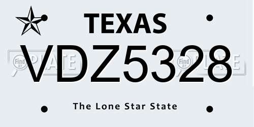 VDZ5328 Texas License Plate