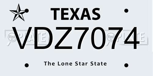 VDZ7074 Texas License Plate