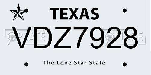 VDZ7928 Texas License Plate