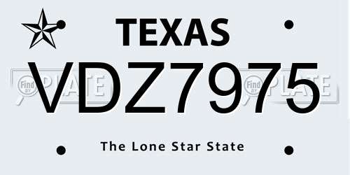 VDZ7975 Texas License Plate
