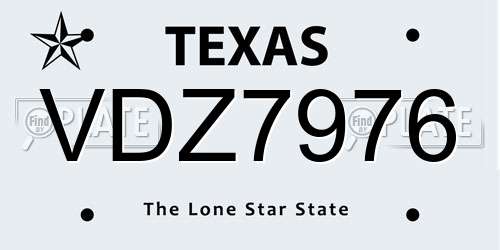 VDZ7976 Texas License Plate