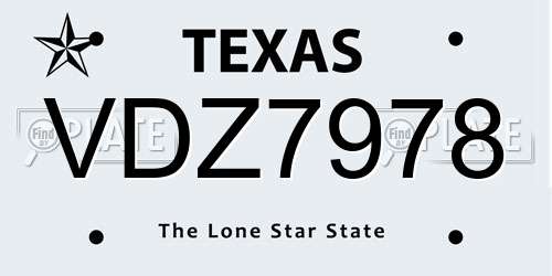 VDZ7978 Texas License Plate