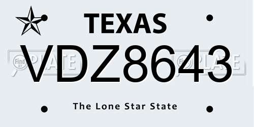 VDZ8643 Texas License Plate