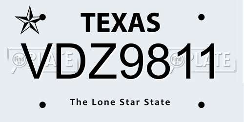 VDZ9811 Texas License Plate