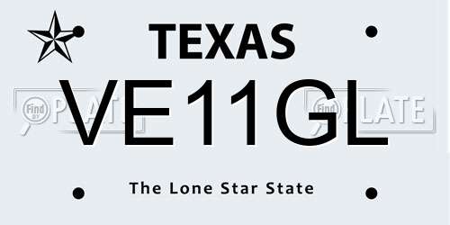 VE11GL Texas License Plate