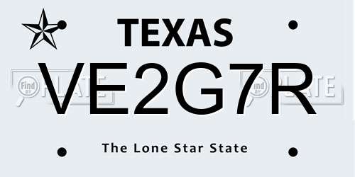 VE2G7R Texas License Plate