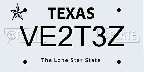 VE2T3Z Texas License Plate