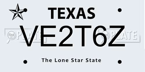 VE2T6Z Texas License Plate