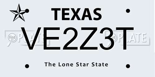 VE2Z3T Texas License Plate