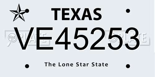VE45253 Texas License Plate