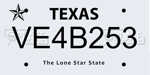 VE4B253 Texas License Plate