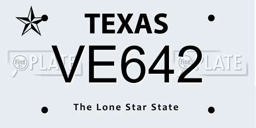 VE642 Texas License Plate
