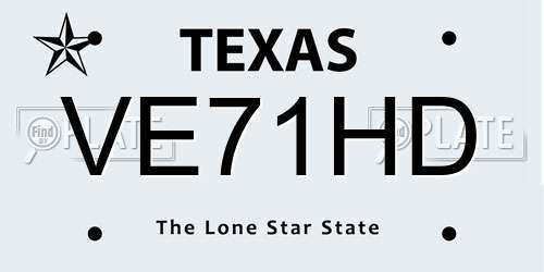 VE71HD Texas License Plate