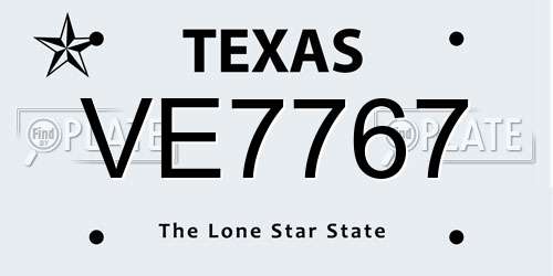 VE7767 Texas License Plate
