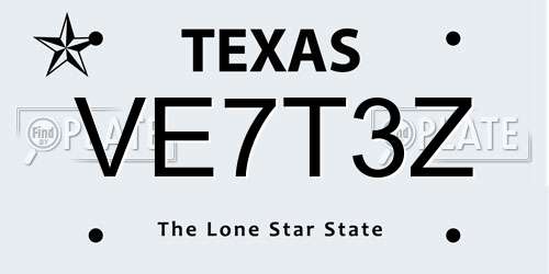 VE7T3Z Texas License Plate