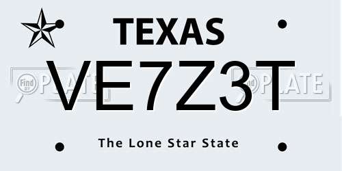 VE7Z3T Texas License Plate