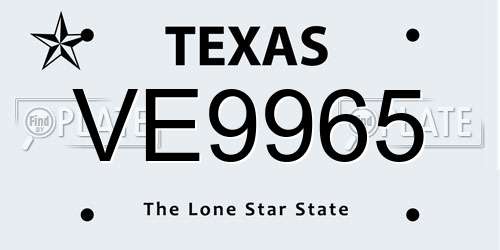 VE9965 Texas License Plate