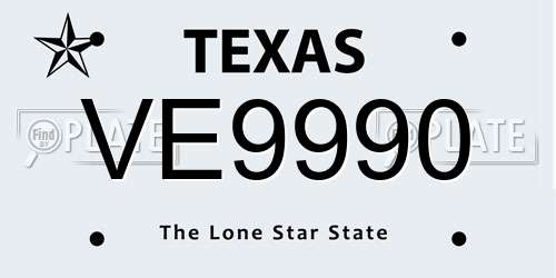 VE9990 Texas License Plate
