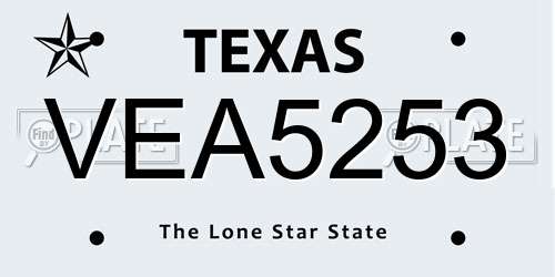 VEA5253 Texas License Plate