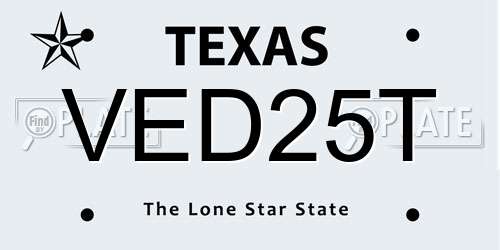 VED25T Texas License Plate