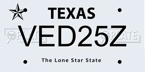 VED25Z Texas License Plate