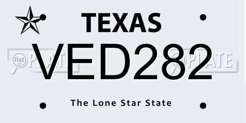 VED282 Texas License Plate