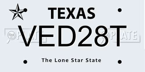 VED28T Texas License Plate