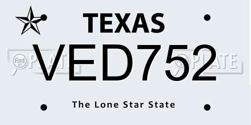 VED752 Texas License Plate