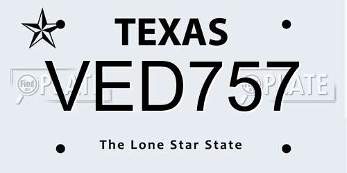 VED757 Texas License Plate