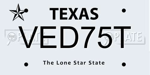 VED75T Texas License Plate