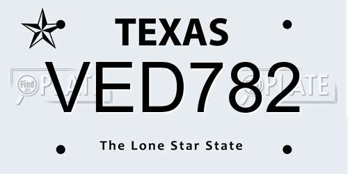 VED782 Texas License Plate
