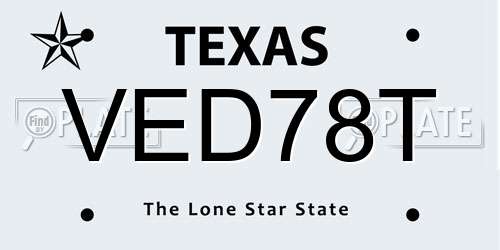 VED78T Texas License Plate