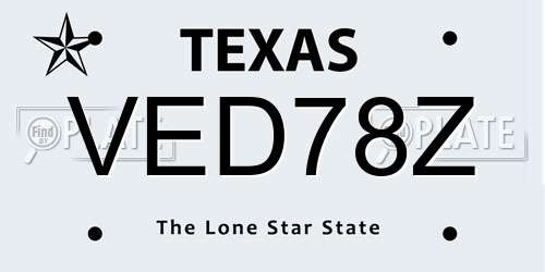 VED78Z Texas License Plate