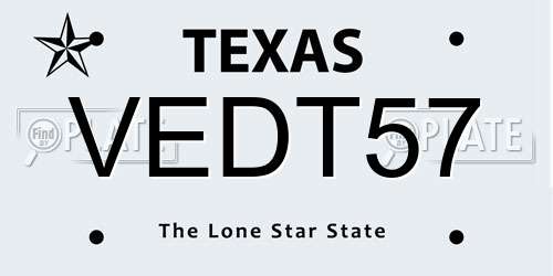 VEDT57 Texas License Plate