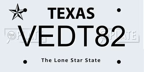 VEDT82 Texas License Plate