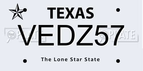VEDZ57 Texas License Plate