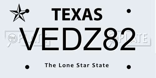 VEDZ82 Texas License Plate