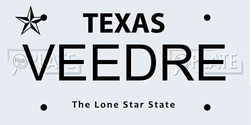 VEEDRE Texas License Plate