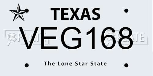 VEG168 Texas License Plate