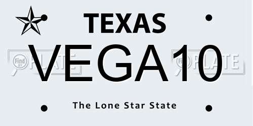 VEGA10 Texas License Plate