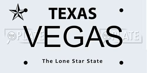 VEGAS Texas License Plate