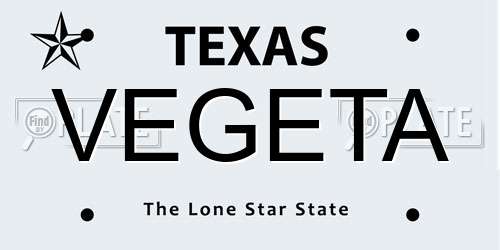 VEGETA Texas License Plate