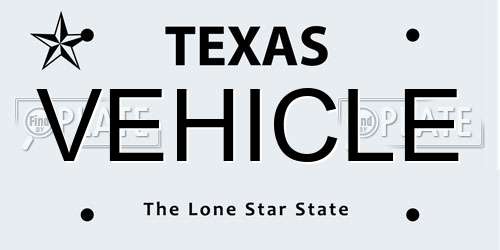 VEHICLE Texas License Plate