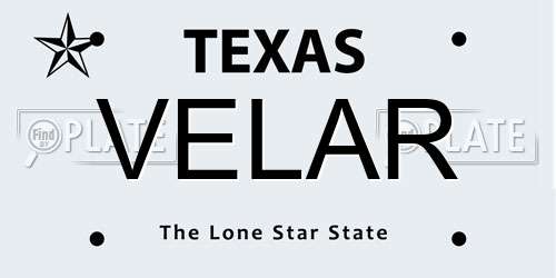 VELAR Texas License Plate