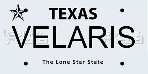 VELARIS Texas License Plate