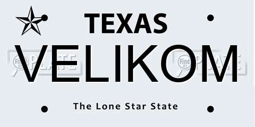 VELIKOM Texas License Plate