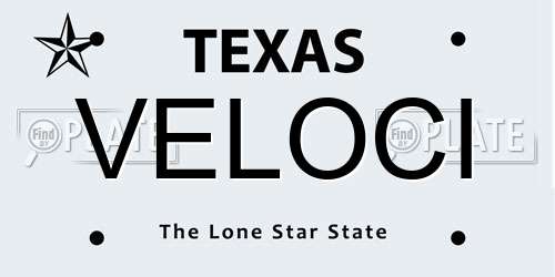 VELOCI Texas License Plate