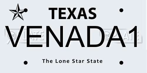 VENADA1 Texas License Plate