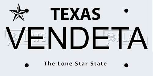 VENDETA Texas License Plate